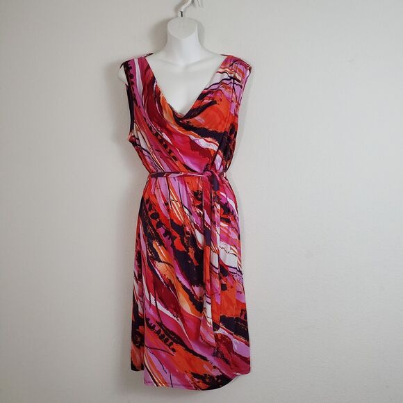 NY Collection Shift Dress XL Pink Abstract Print Colorful Artsy Maximalist - Picture 1 of 9